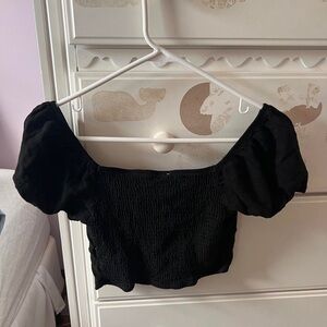 Elegant Black Puff Sleeve Top